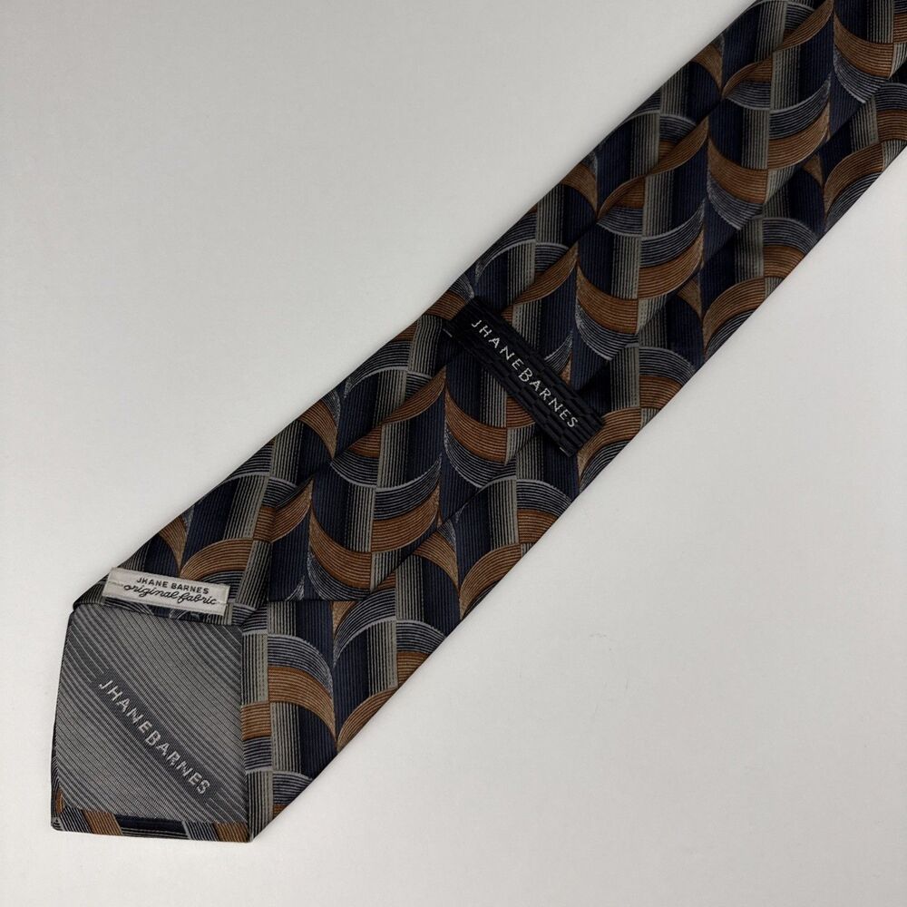 Jhane Barnes Mens 100% Silk Tie Made in Japan Abstract Geometric Vintage 3.75”
